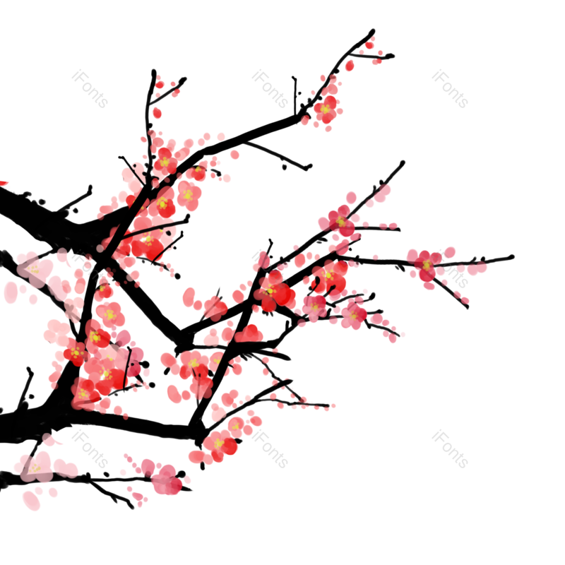 水墨图片,中国风元素,树枝PNG,梅花免抠素材